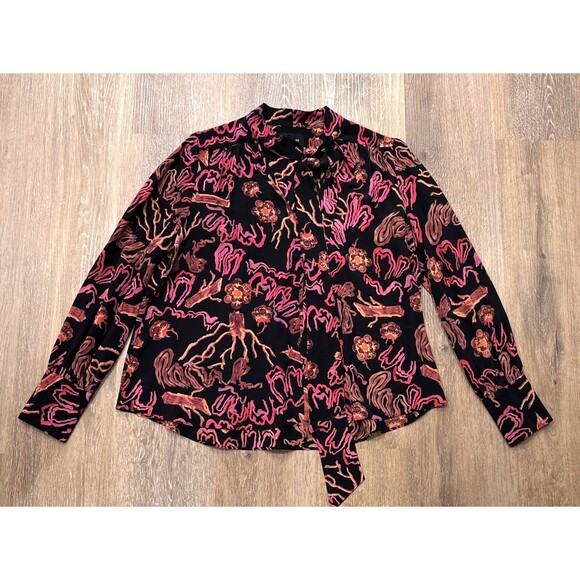 Rachel Comey Silk Tie Neck Abstract Floral Blouse Size 8 - Picture 1 of 11